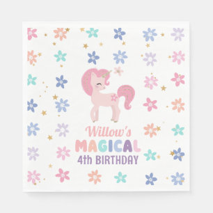 Serviette En Papier Rainbow Unicorn Girl Anniversaire de fête Napkins