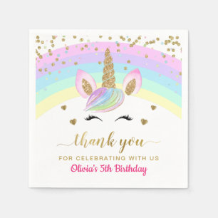 Serviette En Papier Rainbow Unicorn Gold Parties scintillant Girl Anni