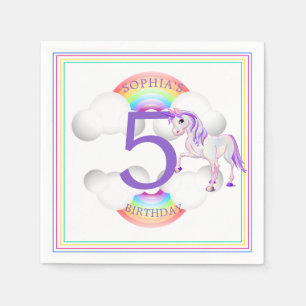 Serviette En Papier Rainbow Unicorn Magique mignonne âge anniversaire