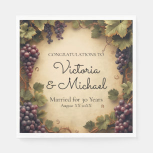 Serviette En Papier Raisins de vignoble rustique nom personnalisé