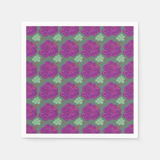 Serviette En Papier Raisins violets et verts (Devant)