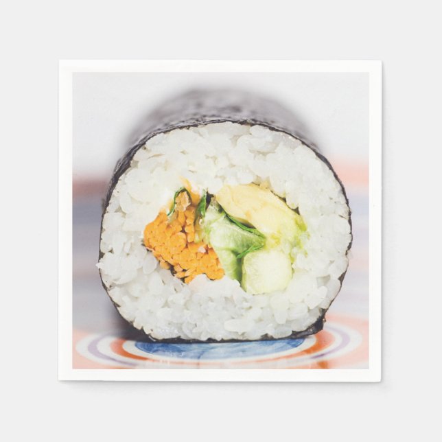 Serviette En Papier Râle de sushi Poisson et riz (Devant)