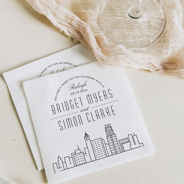 Serviette En Papier Raleigh Deco Skyline | Mariage, événement Napkins (Créateur téléchargé)