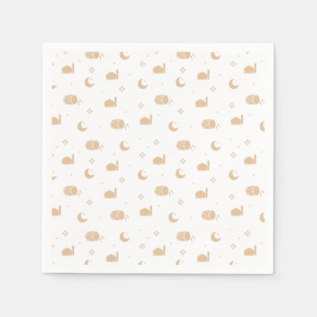 Serviette En Papier Ramadan blanc moderne et serviettes Aïd (Devant)