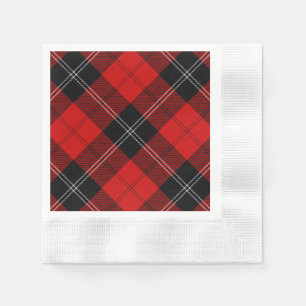 Serviette En Papier Ramsay tartan rouge noir plaid