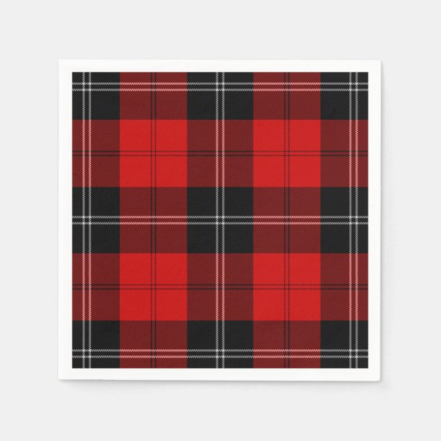 Serviette En Papier Ramsay tartan rouge noir plaid (Devant)