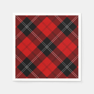 Serviette En Papier Ramsay tartan rouge noir plaid