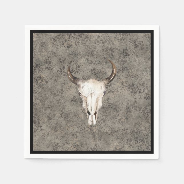 Serviette En Papier  Ranch rustique sud-ouest crâne marron éclaboussur (Devant)