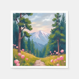 Serviette En Papier Randonnée en montagne Paysage floral de la natur