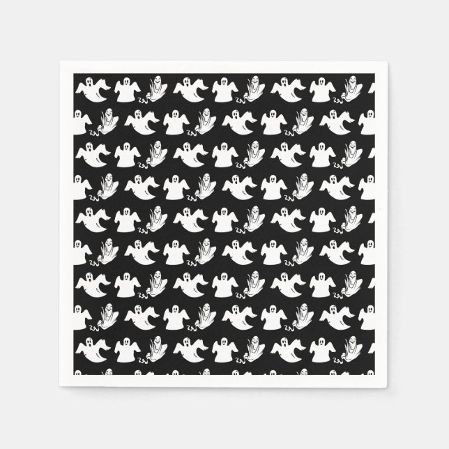 Serviette En Papier Rangées De Fantômes De Danse Volante Fête D'Hallow (Devant)