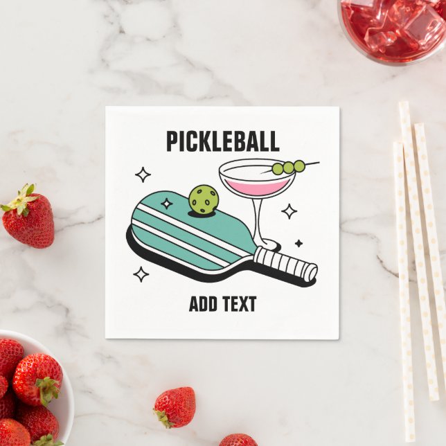 Serviette En Papier Raquette de Pickleball et Cocktail (En situation)