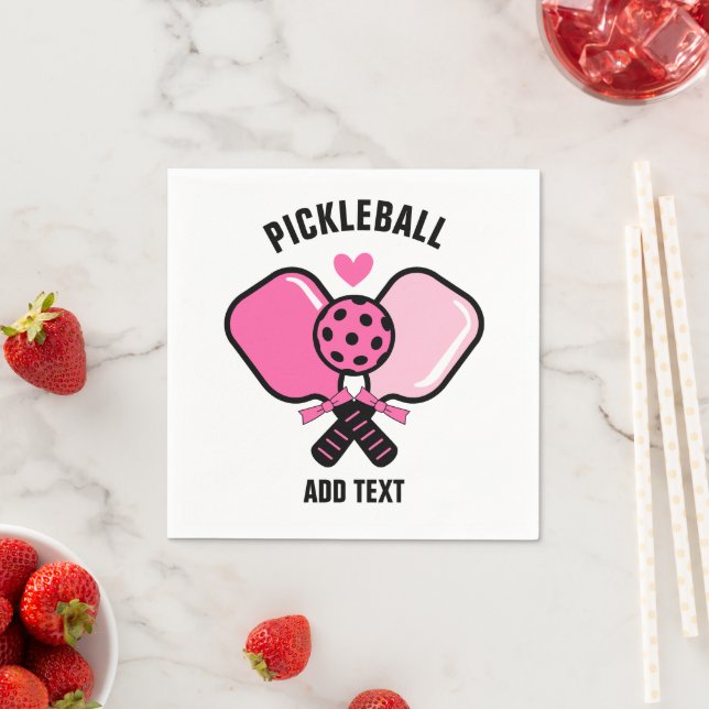 Serviette En Papier Raquette de pickleball rose avec nœud (En situation)