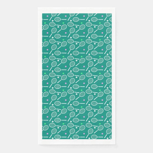 Serviette En Papier Raquette de tennis et Motif de balle Retro Emerald (Devant)