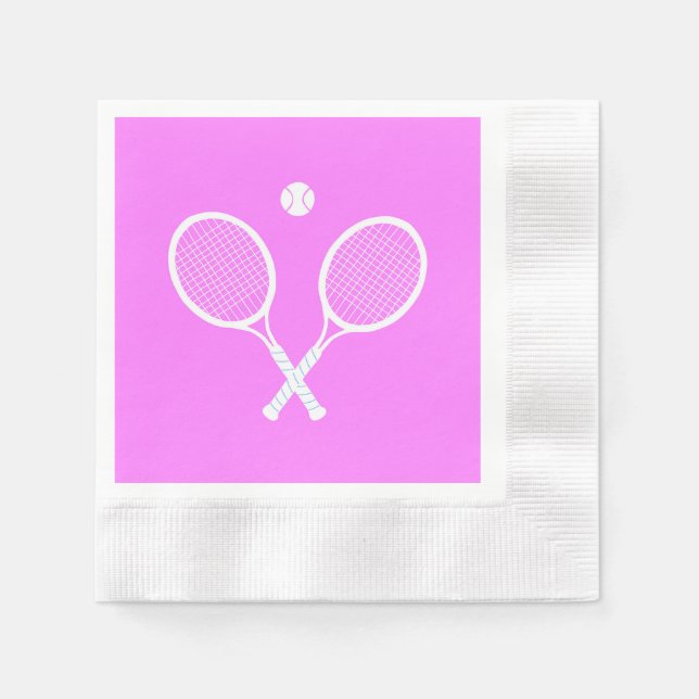Serviette En Papier Raquettes de tennis Partie rose profonde (Devant)