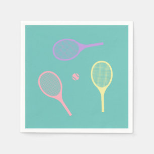 Serviette En Papier Raquettes de tennis Pastel avec balle de tennis su