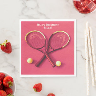 Serviette En Papier Raquettes et boules rouges roses Anniversaire Tenn