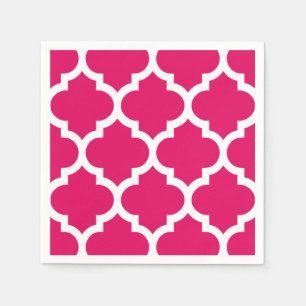 Serviette En Papier Raspberry White Moroccan Quatrefoil Pattern #5