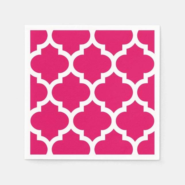 Serviette En Papier Raspberry White Moroccan Quatrefoil Pattern #5 (Devant)