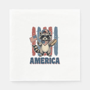 Serviette En Papier Raton laveur patriotique America Vintage Shirt Des