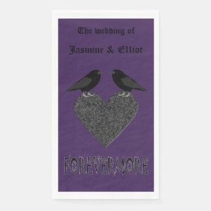 Serviette En Papier Ravens gothiques et Black Heart Mariage personnali