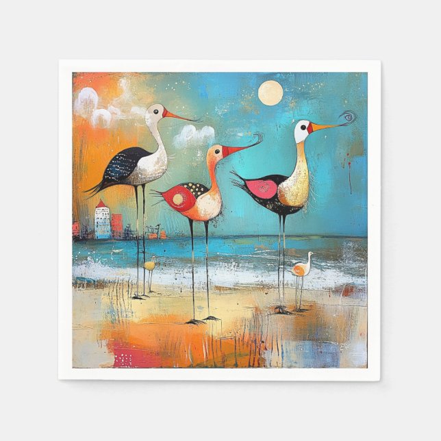 Serviette En Papier Raviers, illustration lunaire, (Devant)