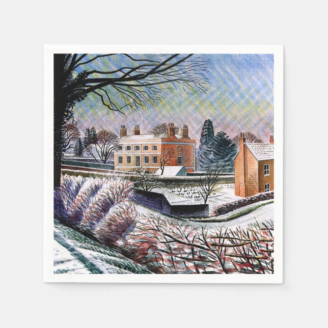 Serviette En Papier Ravilious - Presbytère en hiver,  (Devant)