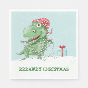 Serviette En Papier Rawry Christmas Dinosaur