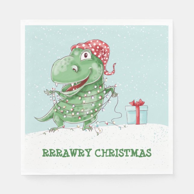 Serviette En Papier Rawry Christmas Dinosaur (Devant)
