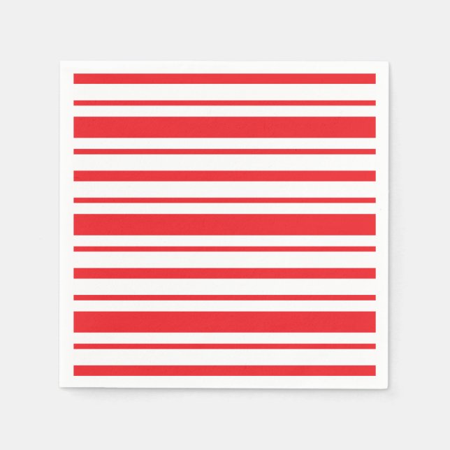 Serviette En Papier Rayé rouge et blanc (Devant)