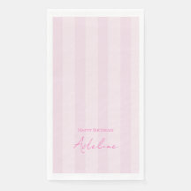 Serviette en papier rayée rose pour fête d'anniver