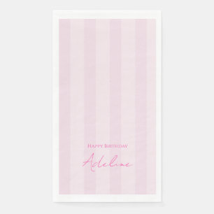 Serviette en papier rayée rose pour fête d'anniver