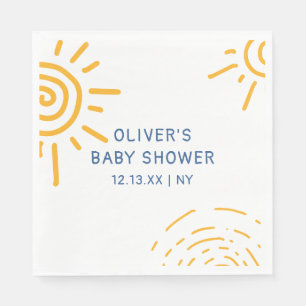 Serviette En Papier Rayon Rétro Moderne Du Baby shower Soleil