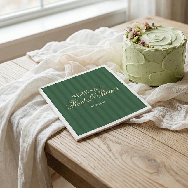Serviette En Papier Rayure Classique Vintage Mariage Vert (Créateur téléchargé)