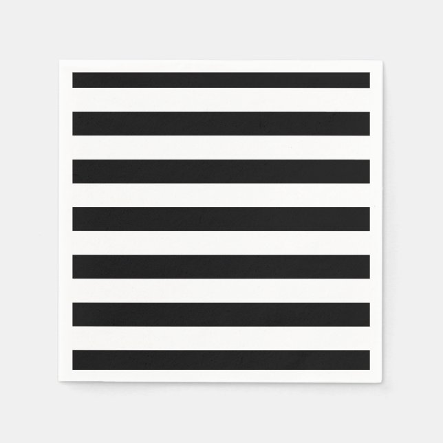 Serviette En Papier Rayure élégante noir et blanc (Devant)