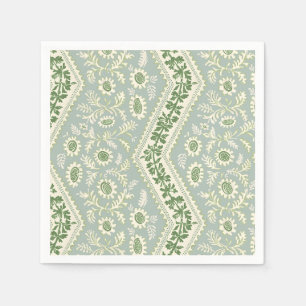 Serviette En Papier Rayure florale écume de mer sur crème, chariot à b