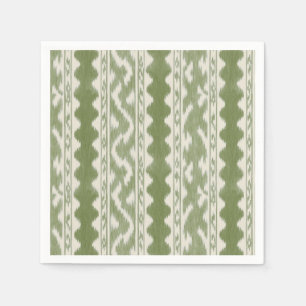 Serviette En Papier Rayure Ikat olive sur crème, chariot à bar
