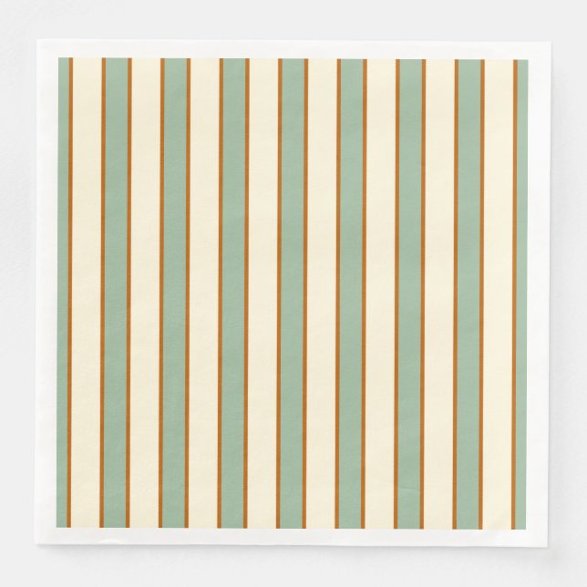 Serviette En Papier Rayure Moderne Rétro Chili Lime (Devant)
