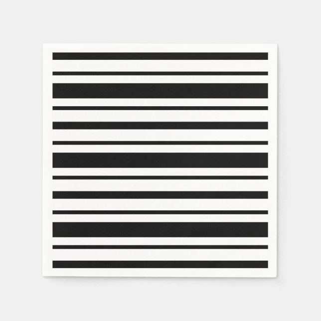 Serviette En Papier Rayure noir et blanc (Devant)