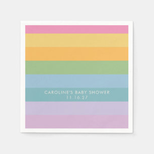 Serviette En Papier Rayure Pastel Violet Personnalisé Baby Shower