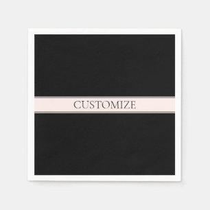 Serviette En Papier Rayure rose pâle et texte éditable élégant
