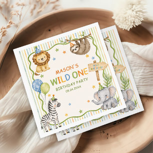 Serviette En Papier Rayures Appel à tous les animaux de fête Safari