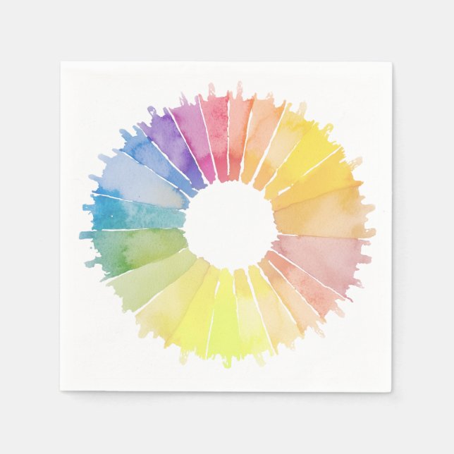Serviette En Papier Rayures arc-en-ciel rondes (Devant)