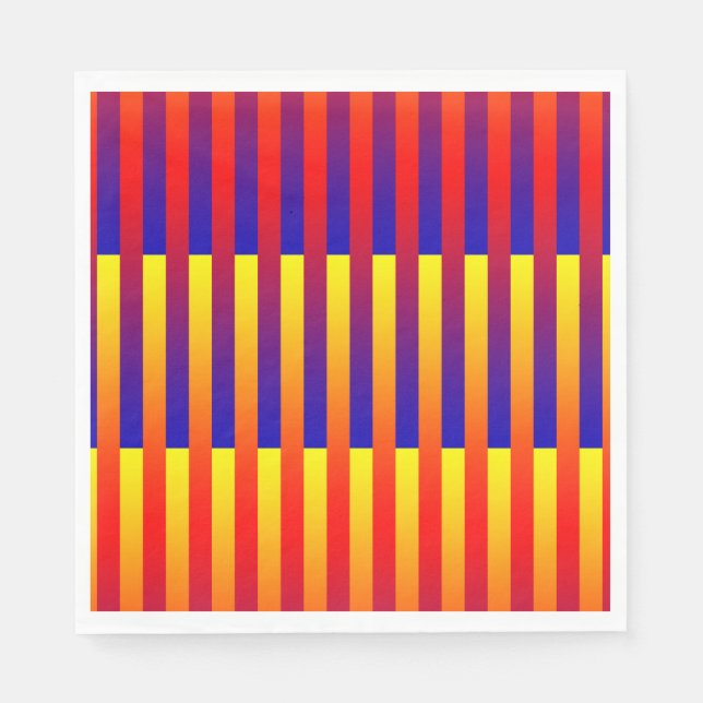 Serviette En Papier Rayures Bleu Rouge Jaune (Devant)