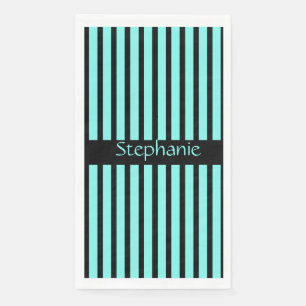 Serviette En Papier Rayures Bleues Noires Bébé Fête Prénom Personnalis
