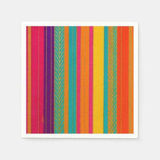 Serviette En Papier Rayures Brillantes Rétro 60 MOD (Devant)
