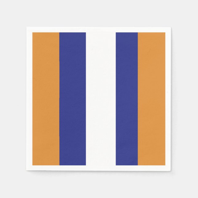 Serviette En Papier rayures Brown, bleu marine et blanc (Devant)