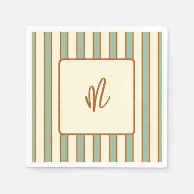 Serviette En Papier Rayures Chili Citron Rétro Moderne (Devant)