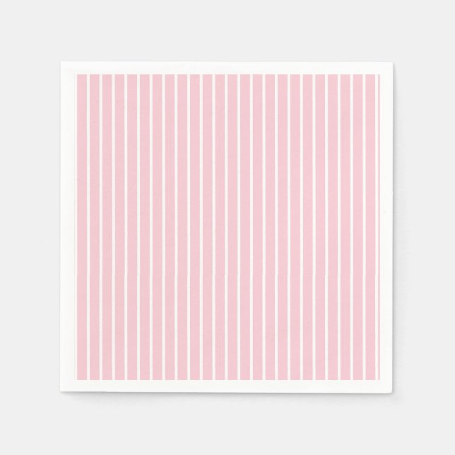 Serviette En Papier Rayures Classiques Blanc - Rose (Devant)