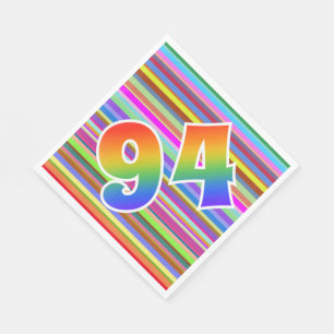 Serviette En Papier Rayures colorées + Motif "94" d'arc-en-ciel