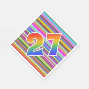 Serviette En Papier Rayures colorées + Motif arc-en-ciel "27" N° d'évé